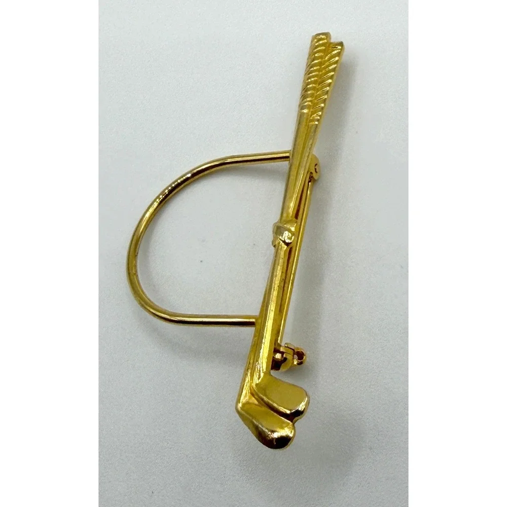 Vintage Gold Tone Golf Club Brooch‎ Pin Sports Jewelry 2